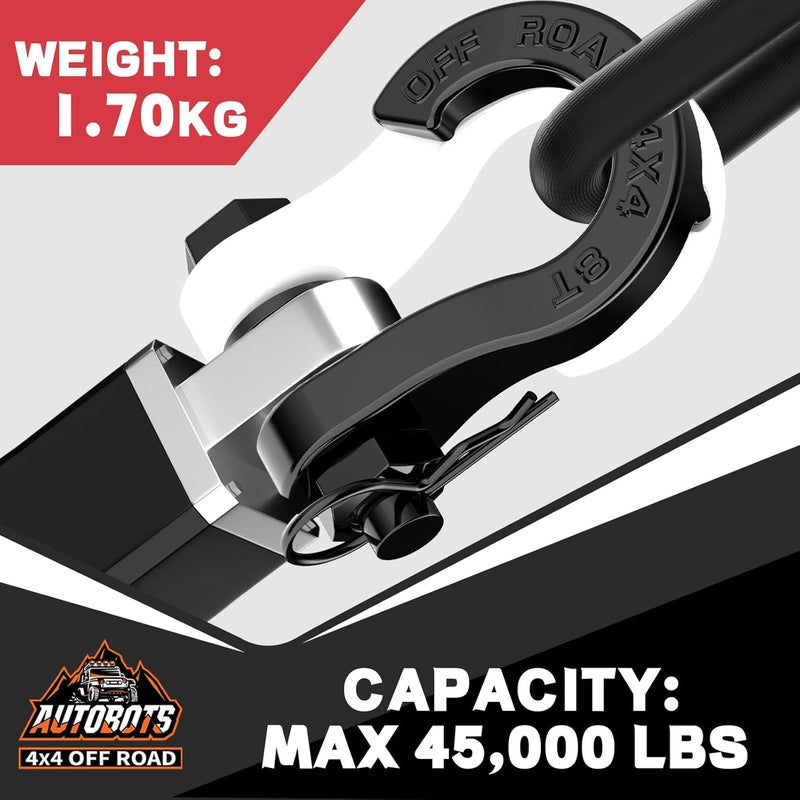 AUTOBOTS Tigertooth D Ring Shackles 45,000lb Break Strength, 3/4”Shackle D Rings Heavy Duty with 7/8 Pin for Tow Strap Winch Offroad Vehicle Recovery Accessories White - Image 2